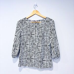 MERONA White navy polka dot‎ blouse | Casual everyday | X-Small